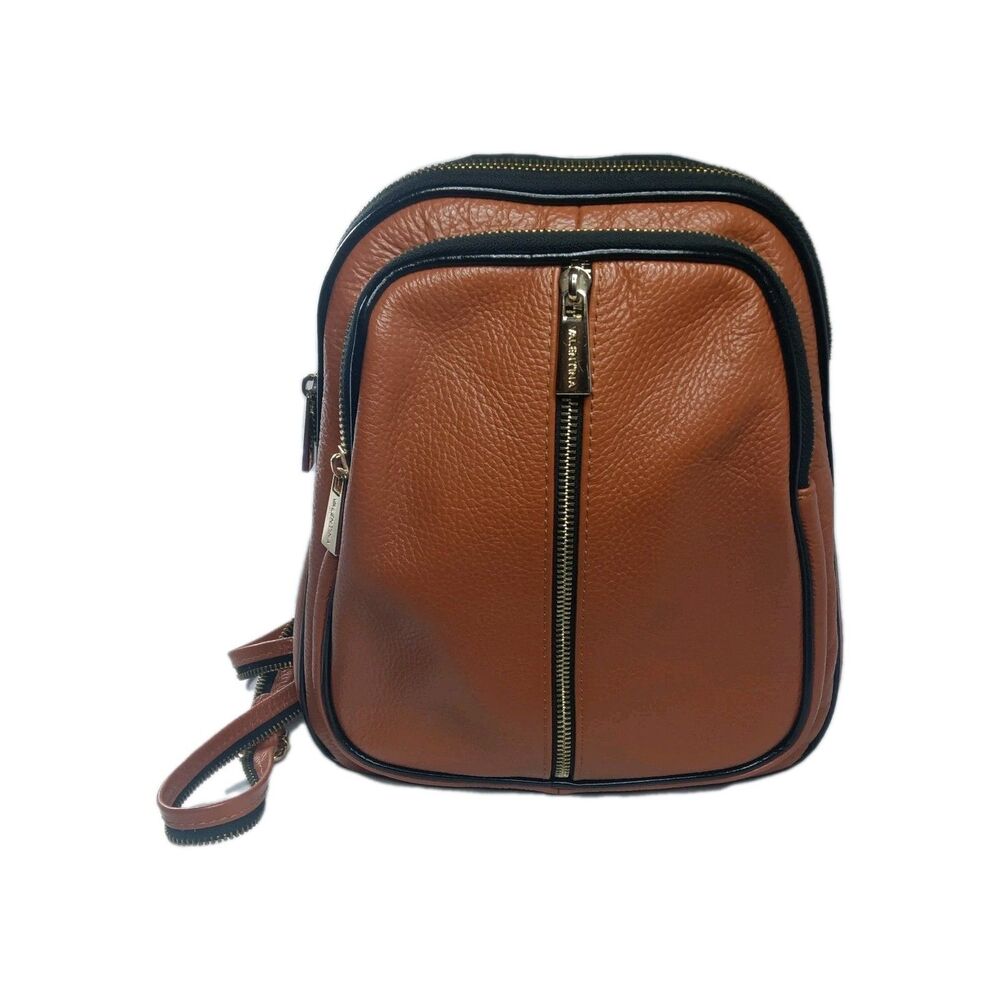 Valentina Pebble Leather Sling Back Backpack/Shoulder Bag Honey Brown Italy